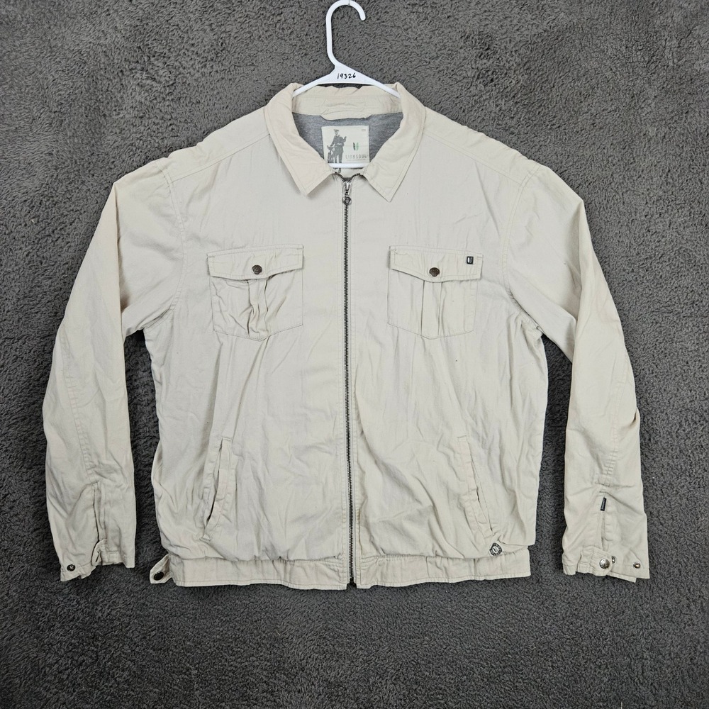 Linksoul Mens LS339 Cotton‎ Full Zip Harrington Bomber Jacket Beige Large L